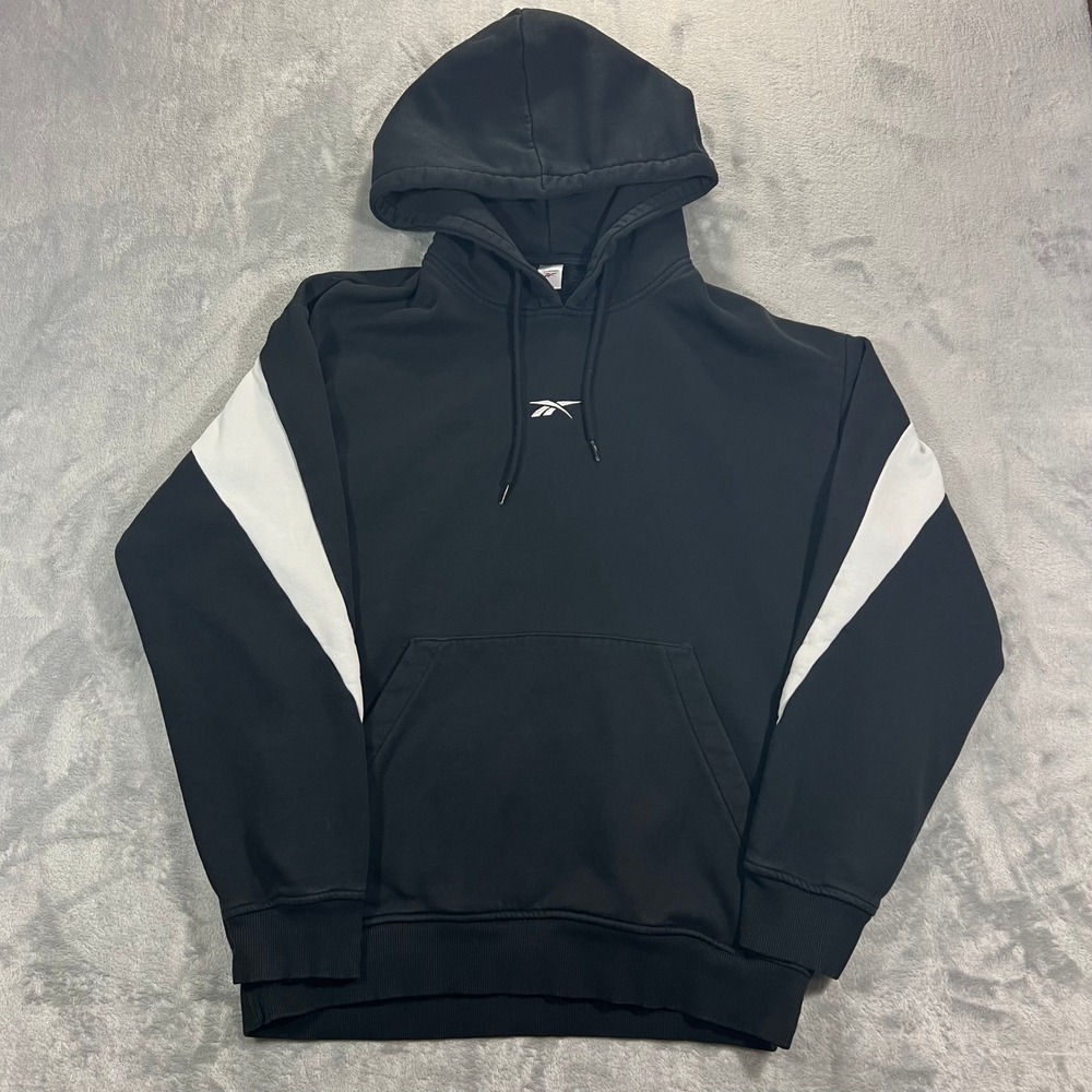 Reebok Classics Brand Proud Hoodie Men Large Black Big Logo Pullover Oversized
